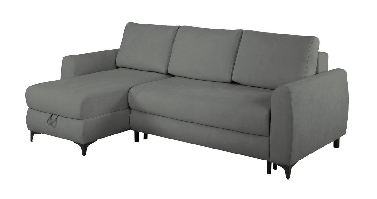 ECKSOFA Moli Dunkelgrau Bouclé  - Dunkelgrau/Schwarz, Design, Textil/Metall (236/148cm) - MID.YOU
