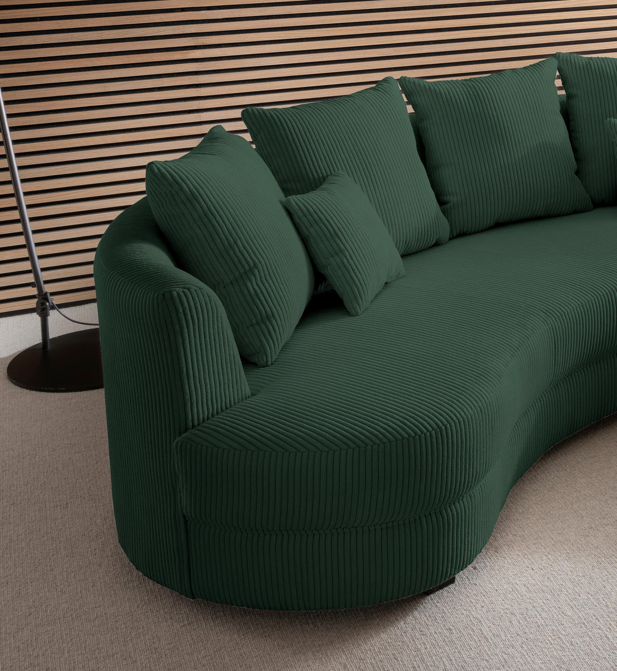Wohnlandschaft in Cord Dunkelgrün  - Dunkelgrün/Schwarz, Design, Kunststoff/Textil (300/160cm) - Livetastic