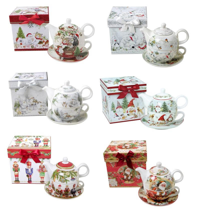 ČAJNI SERVIS ZA ENO OSEBO         - večbarvno, Romantika, keramika (17/14cm) - X-Mas
