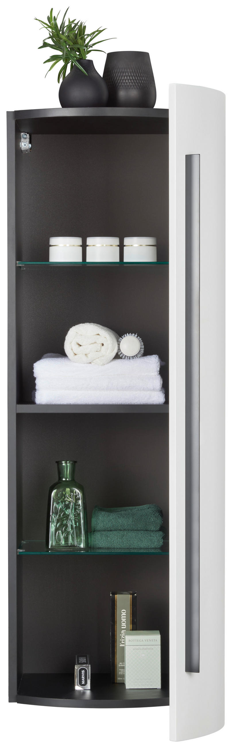 MIDISCHRANK 40/125/45 cm  - Weiss/Schwarz, Modern, Glas/Holzwerkstoff (40/125/45cm) - Dieter Knoll