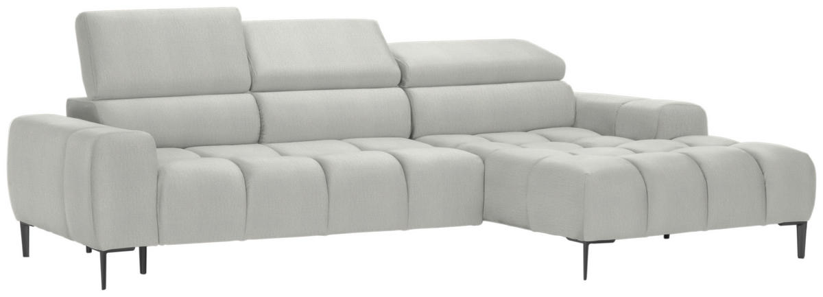 ECKSOFA in Samt, Webstoff Creme  - Creme/Schwarz, Design, Textil/Metall (270/177cm) - Welnova