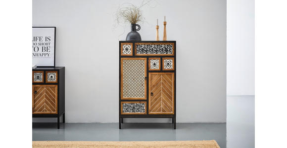 KOMMODE  in 80/124,5/38 cm  - Multicolor/Schwarz, ROMANTIK / LANDHAUS, Holz/Holzwerkstoff (80/124,5/38cm) - Landscape