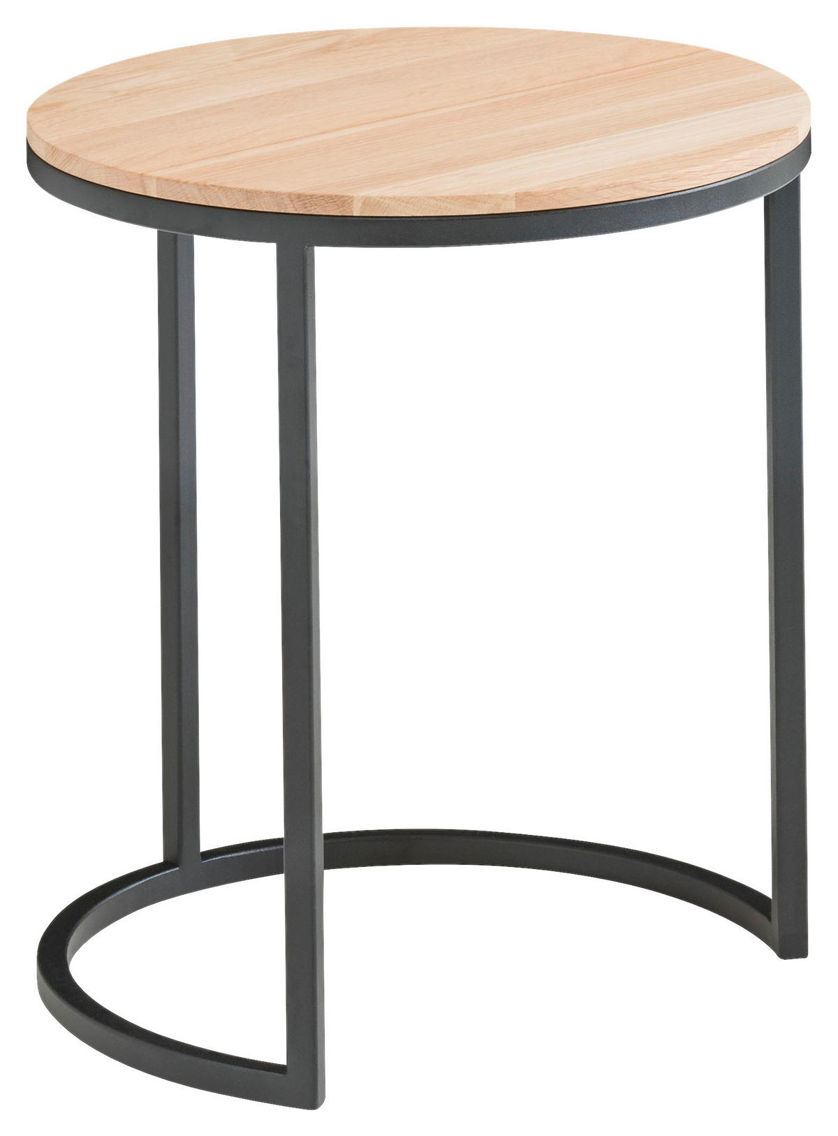 BEISTELLTISCH in Metall 39/39/48 cm  - Eiche Bianco/Schwarz, Design, Holz/Metall (39/39/48cm) - Johann Jakob