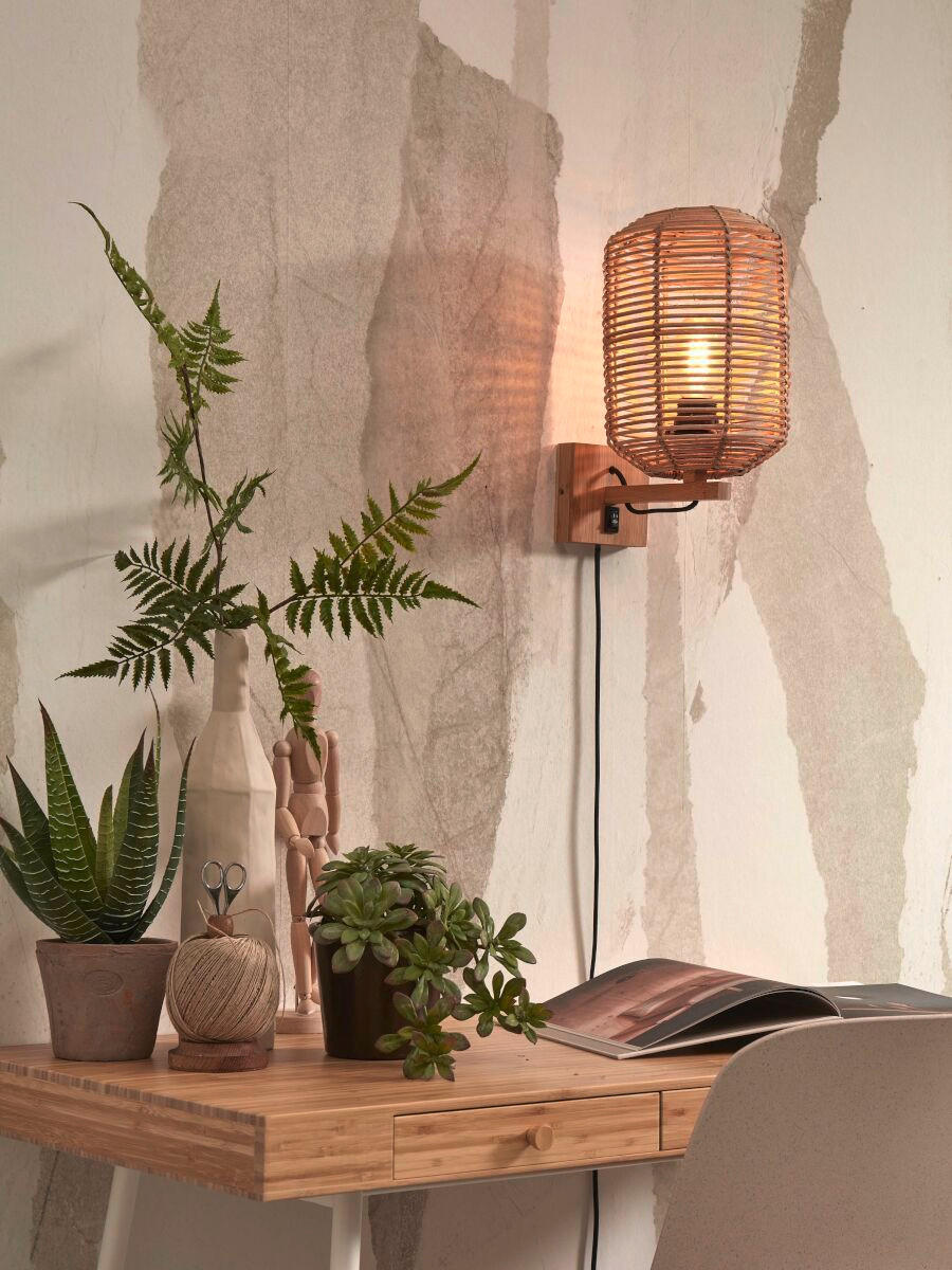 WANDLEUCHTE GOOD&MOJO 18/25/25 cm - Naturfarben, Trend, Naturmaterialien (18/25/25cm) - Good & Mojo