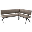 ECKBANK 190/150 cm  in Schwarz, Hellbraun  - Hellbraun/Schwarz, MODERN, Textil/Metall (190/150cm) - Cantus