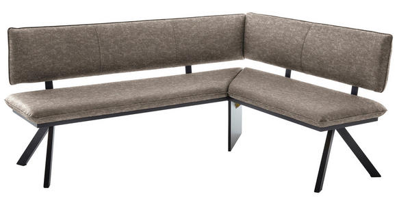 ECKBANK 180/140 cm in Schwarz, Hellbraun - Hellbraun/Schwarz, MODERN, Textil/Metall (180/140cm) - Cantus