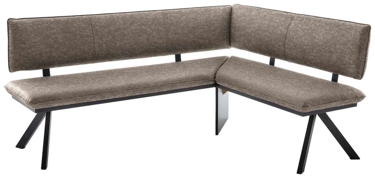ECKBANK 205/165 cm  in Schwarz, Hellbraun  - Hellbraun/Schwarz, MODERN, Textil/Metall (205/165cm) - Cantus