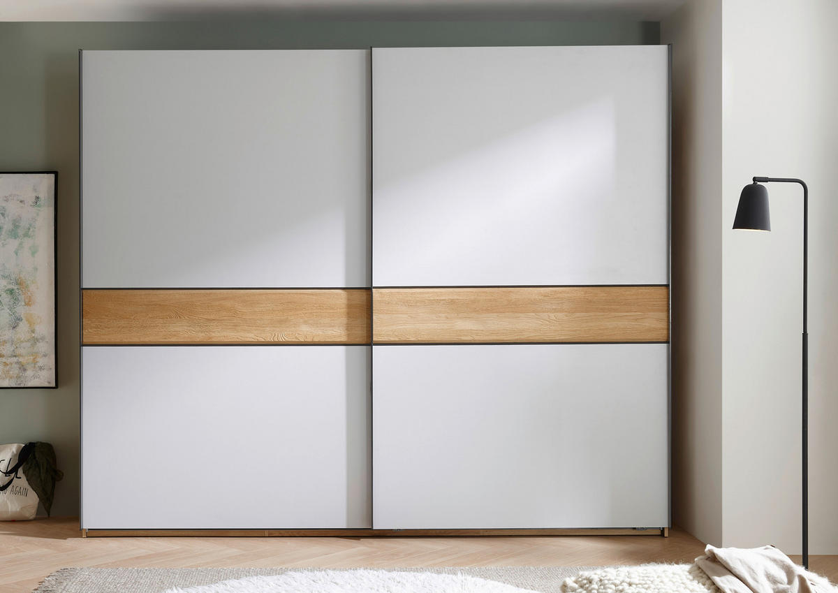 SCHWEBETÜRENSCHRANK  in Eichefarben, Hellgrau  - Eichefarben/Hellgrau, Design, Holz/Holzwerkstoff (270/225,5/60cm) - Xora