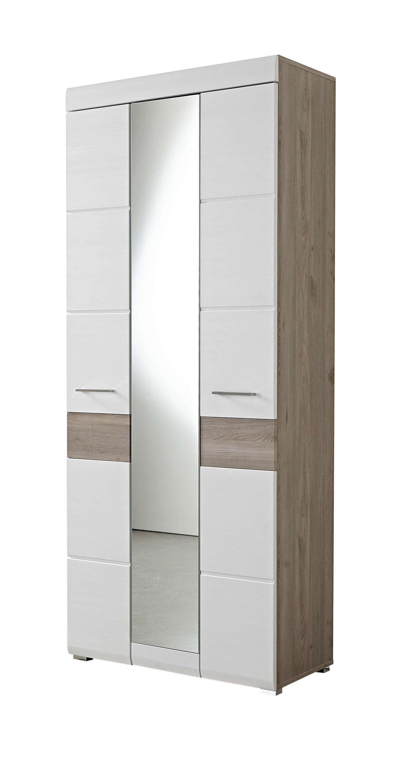 GARDEROBENSCHRANK Eiche Weiß, Eichefarben - Chromfarben/Eichefarben, Basics, Holzwerkstoff/Metall (84/200/40cm) - Carryhome