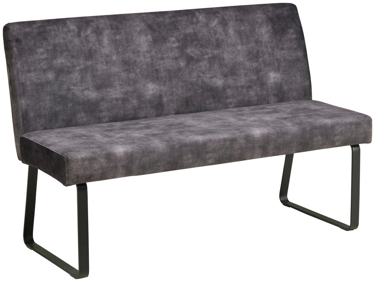 SITZBANK in Metall, Textil Dunkelgrau  - Dunkelgrau/Schwarz, LIFESTYLE, Textil/Metall (140/90/45cm) - MID.YOU