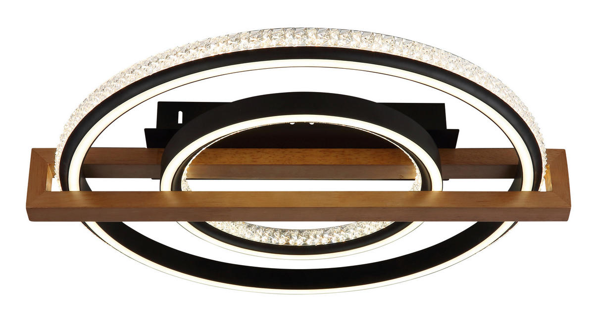STROPNÍ LED SVÍTIDLO, 50/55/11,5 cm - tmavě hnědá/černá, Basics, kov/dřevo (50/55/11,5cm) - Globo