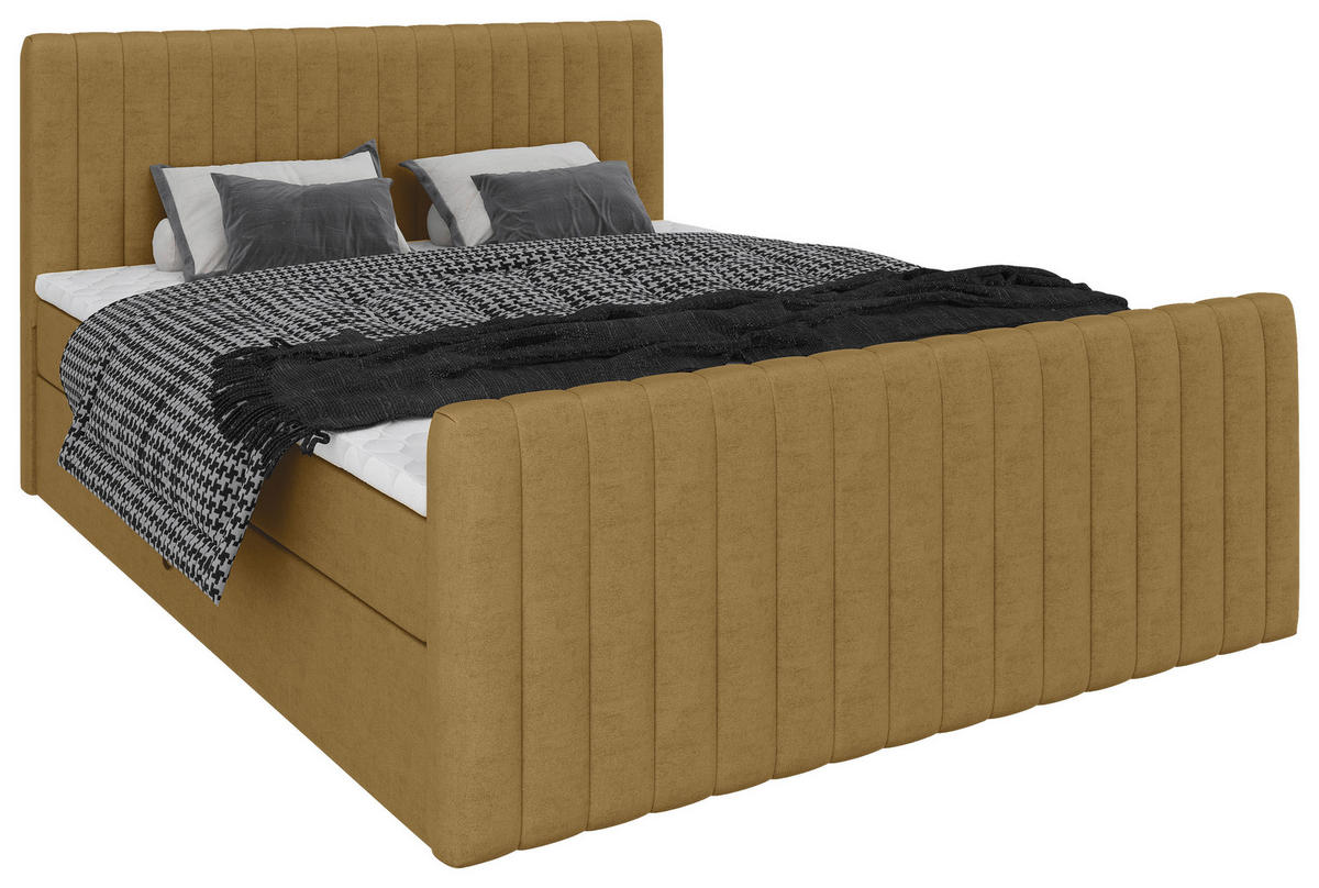 BOXBETT 160/200 cm  in Senfgelb  - Senfgelb/Schwarz, Basics, Kunststoff/Textil (160/200cm) - Carryhome