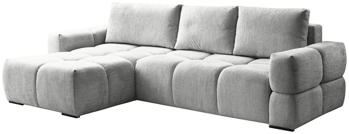 ECKSOFA in Chenille Silberfarben  - Silberfarben/Schwarz, Design, Textil/Metall (173/299cm) - Stylife