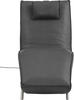 RELAXLIEGE motor. verstellbar Echtleder Schwarz  - Edelstahlfarben/Schwarz, Design, Leder/Metall (70/95/175cm) - Koinor