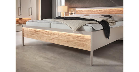 BETT 180/200 cm  in Eichefarben, Champagner  - Champagner/Eichefarben, KONVENTIONELL, Holz (180/200cm) - Dieter Knoll