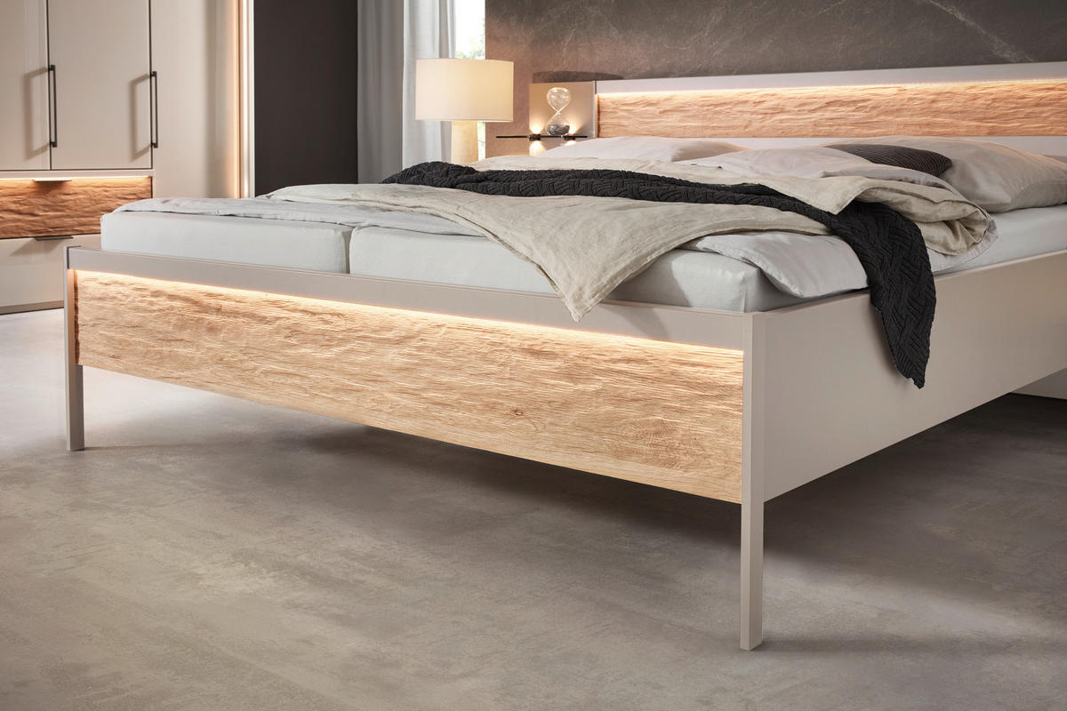 BETT 180/200 cm  in Eichefarben, Champagner   - Champagner/Eichefarben, Konventionell, Holz/Holzwerkstoff (180/200cm) - Dieter Knoll