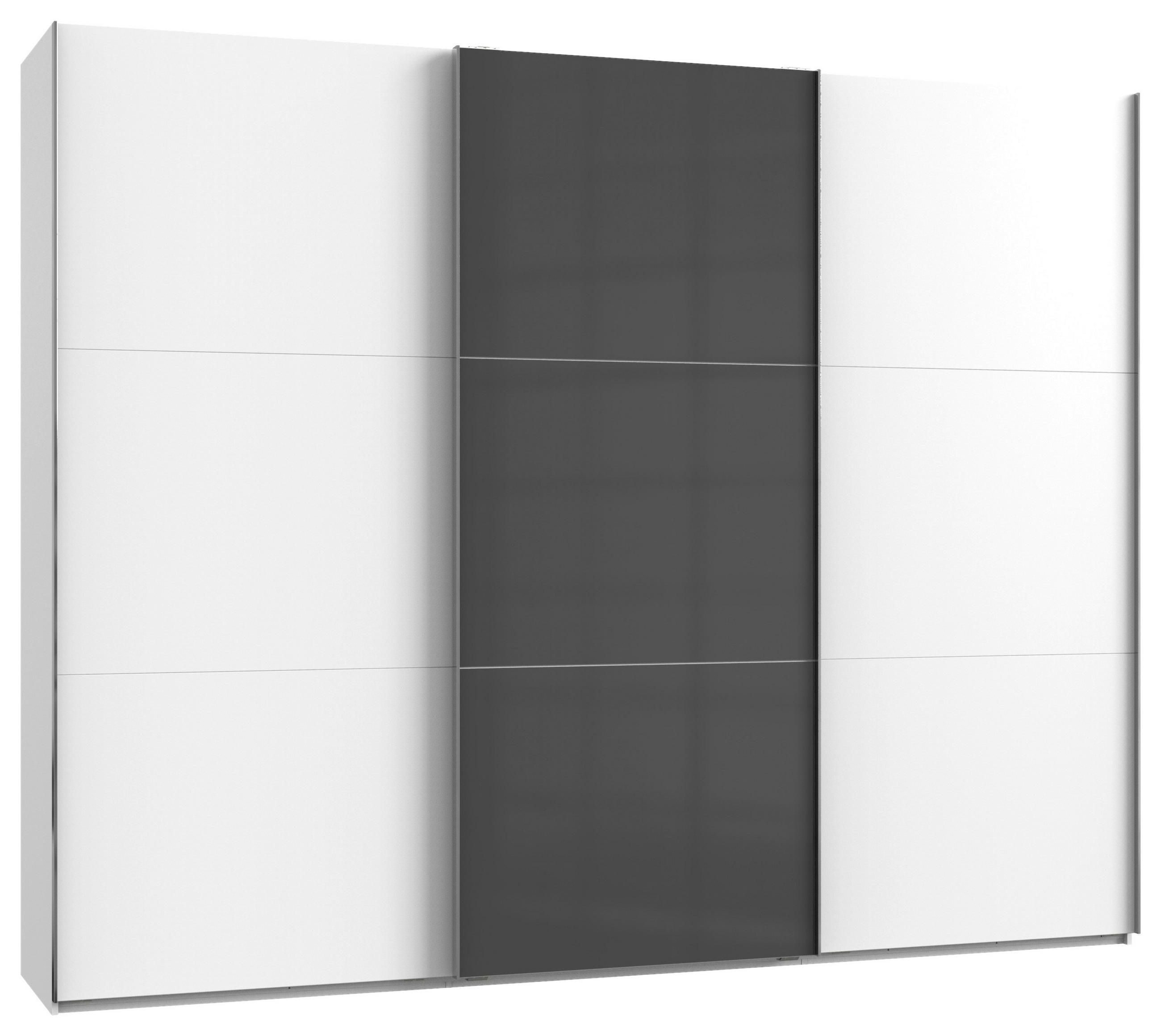 SCHWEBETÜRENSCHRANK in Grau, Weiss  - Chromfarben/Weiss, Modern, Holzwerkstoff (300/236/65cm) - MID.YOU