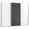 SCHWEBETÜRENSCHRANK 300/236/65 cm 3-türig Weiß, Grau  - Chromfarben/Weiß, MODERN, Holzwerkstoff (300/236/65cm) - MID.YOU