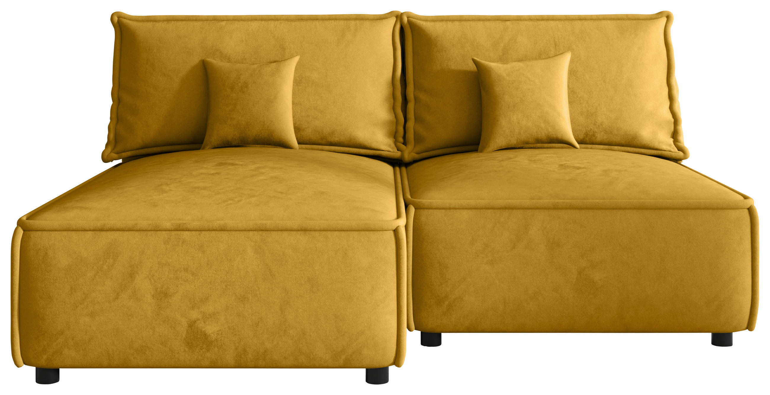 ECKSOFA  in Webstoff Senfgelb Zierkissen, Rückenkissen, Rücken echt  153/200 cm  - Senfgelb/Schwarz, MODERN, Kunststoff/Textil (153/200cm) - Xora