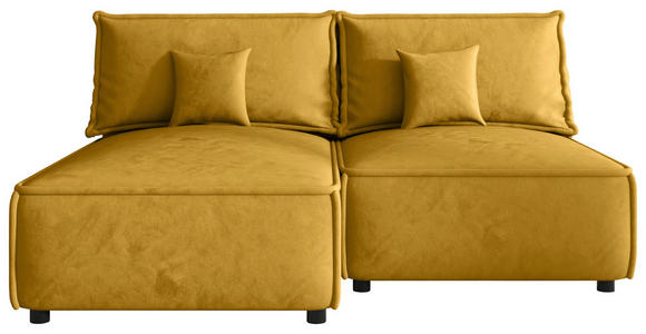 ECKSOFA Senfgelb Webstoff Zierkissen, Rückenkissen, Rücken echt  - Senfgelb/Schwarz, MODERN, Kunststoff/Textil (153/200cm) - Xora