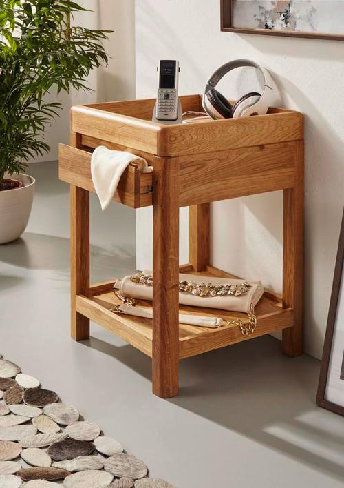 BEISTELLTISCH 40/40/60 cm Wildeiche vollmassiv Eichefarben  - Eichefarben, Design, Holz (40/40/60cm) - Livetastic