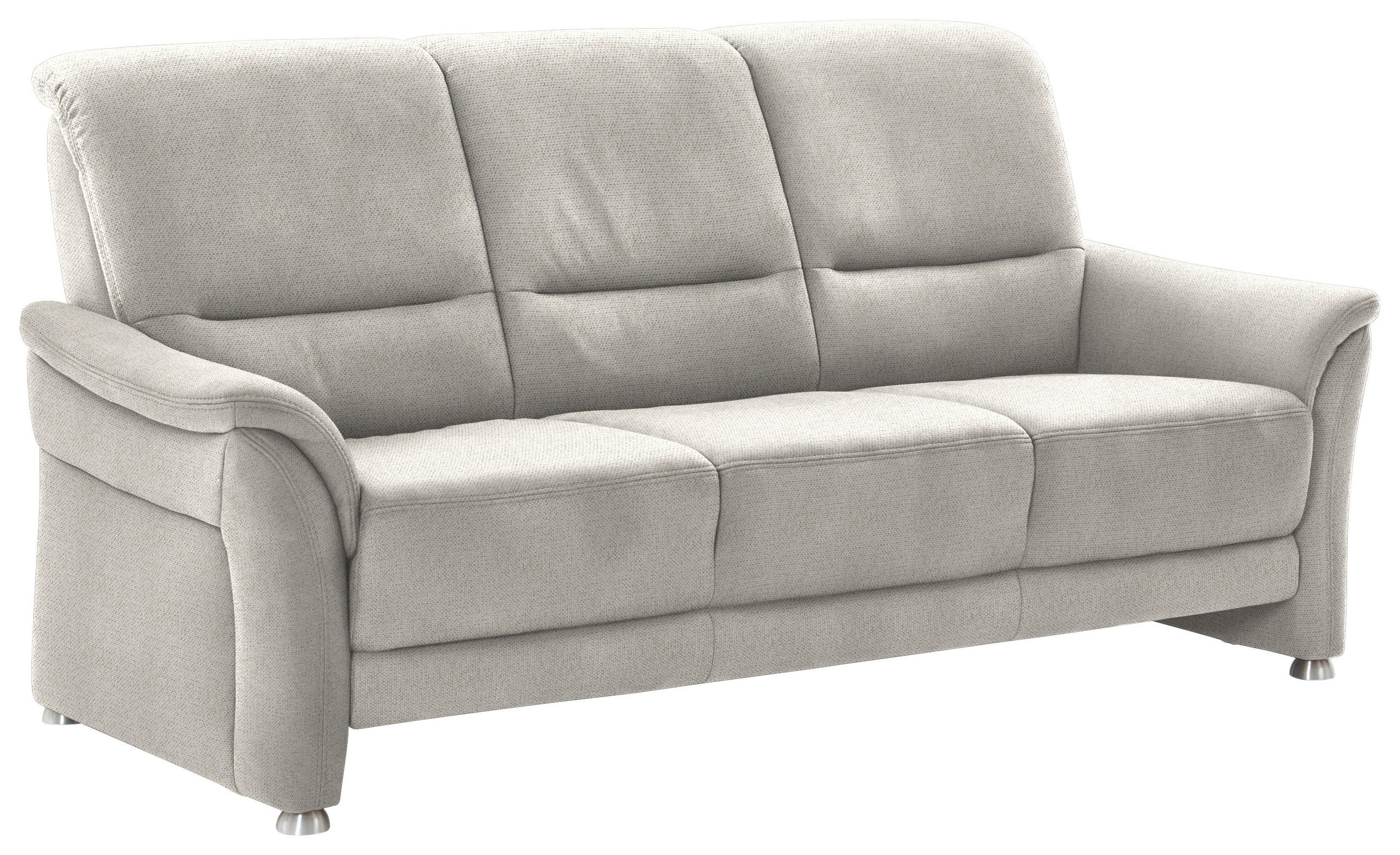 3-SITZER-SOFA Flachgewebe Ecru  - Ecru/Alufarben, Konventionell, Textil/Metall (198/96/93cm) - Beldomo Premium