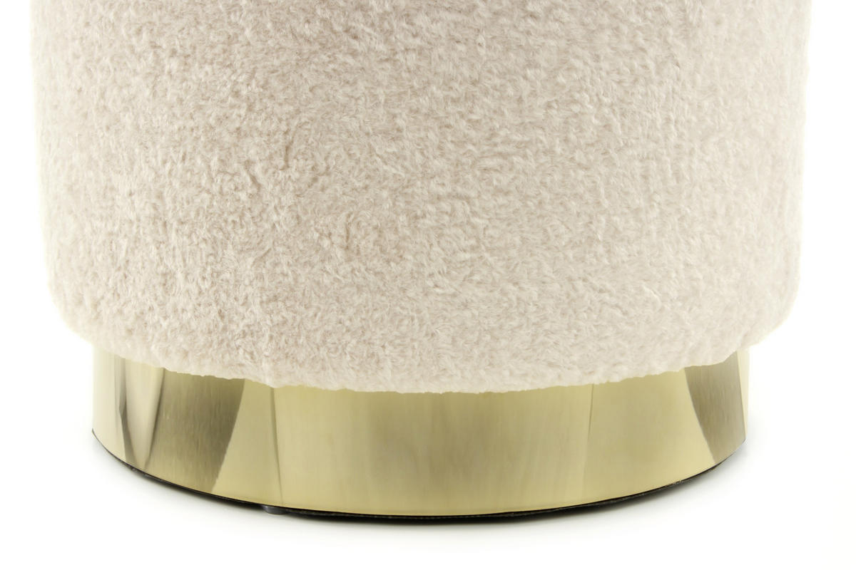 HOCKER Plüsch Goldfarben, Beige  - Beige/Goldfarben, Basics, Textil/Metall (35/35/35cm) - Kayoom