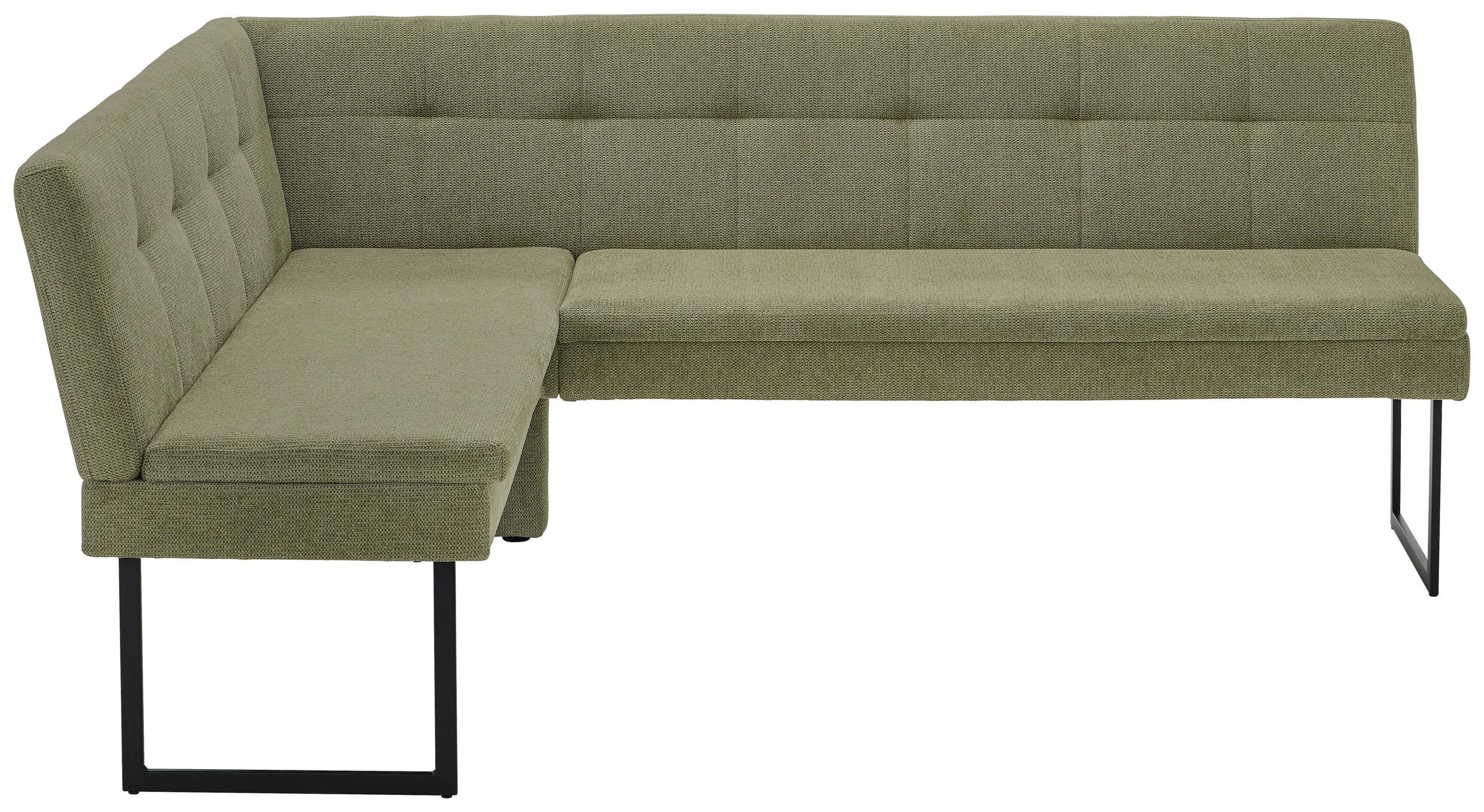 ECKBANK 155/213 cm Webstoff Hellgrün   - Schwarz/Hellgrün, Design, Textil/Metall (155/213cm) - Novel