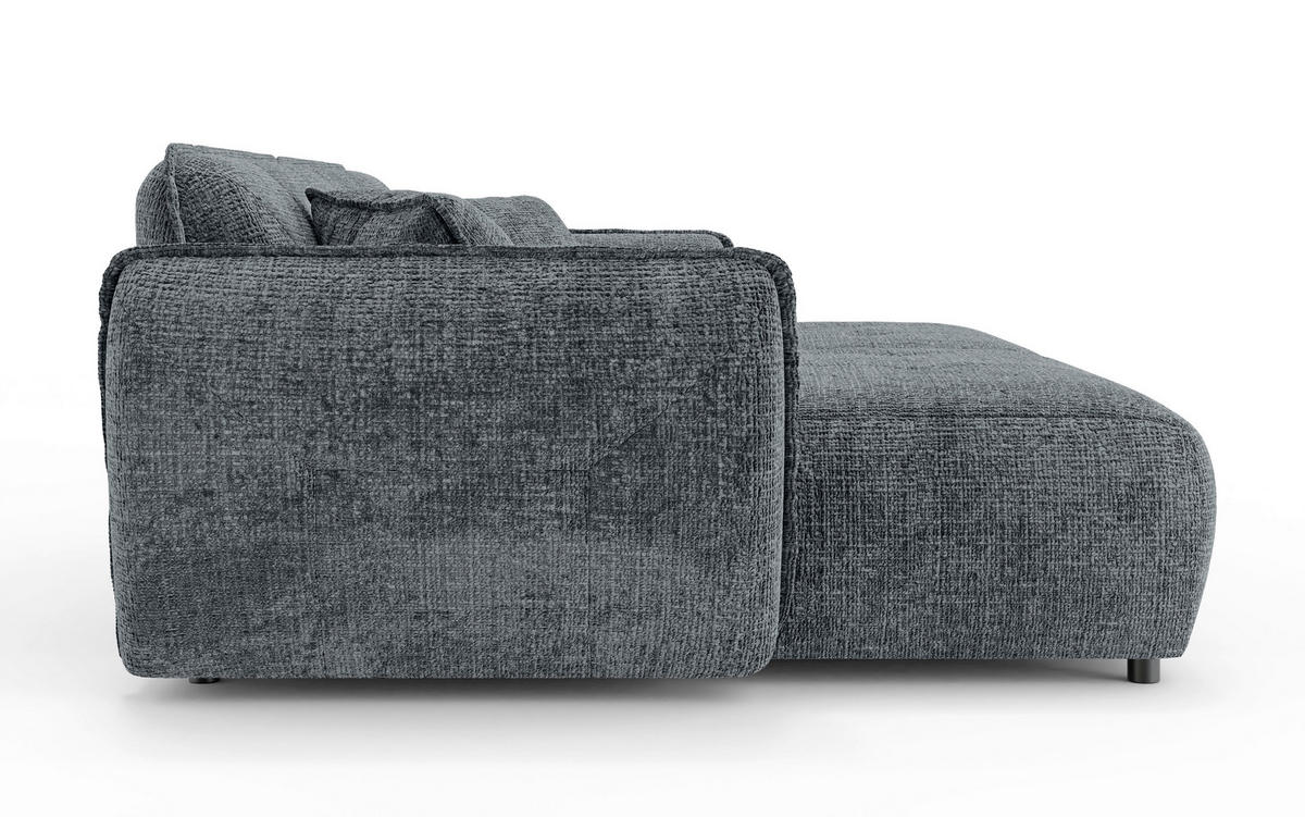 BIGSOFA NELIA in Chenille Dunkelgrau  - Dunkelgrau/Schwarz, Design, Kunststoff/Textil (252/81/155cm) - P & B