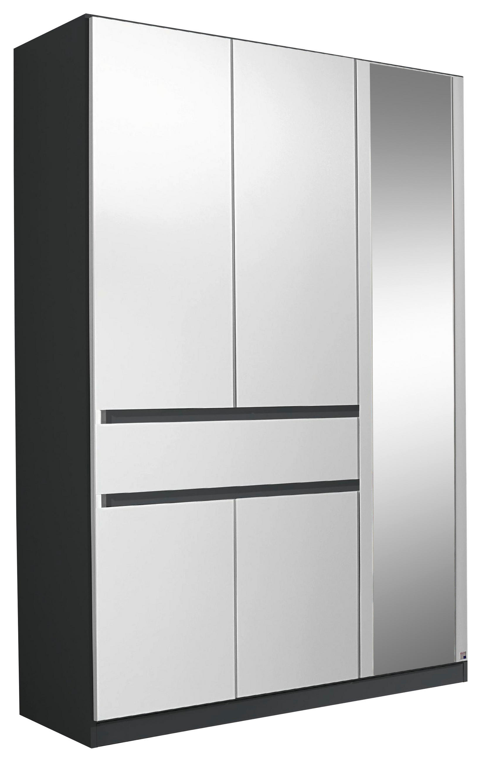 KLEIDERSCHRANK Grau, Weiss  - Weiss/Grau, Design, Glas/Holzwerkstoff (136/197/54cm) - Rauch Möbel