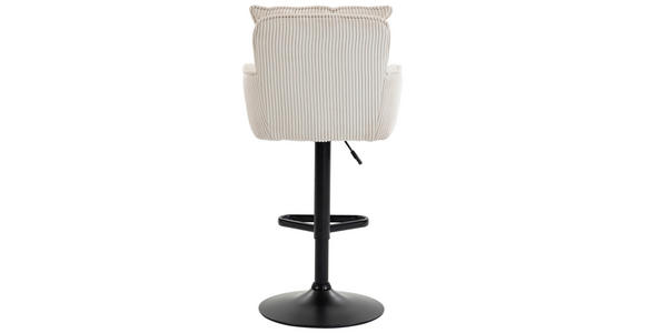BARHOCKER Cord Beige Eisen Stoffauswahl, Sitzfläche 360° drehbar, inklusive Armlehnen  - Beige/Schwarz, Design, Textil/Metall (54/101-122/58cm) - Novel