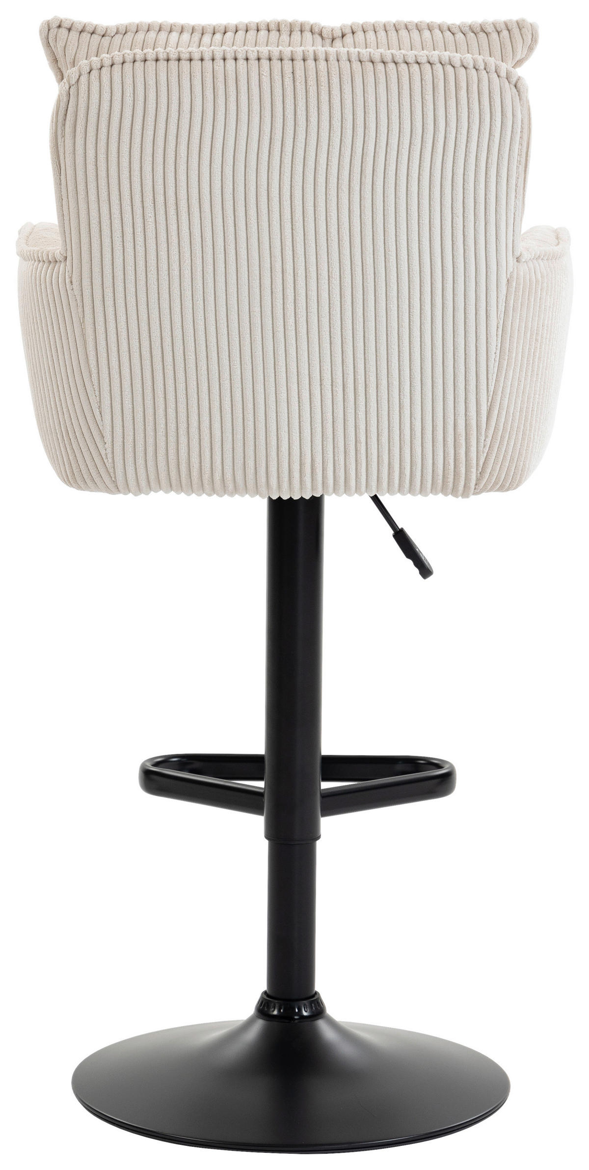 BARHOCKER Cord Beige Eisen Stoffauswahl, Sitzfläche 360° drehbar, inklusive Armlehnen  - Beige/Schwarz, Design, Textil/Metall (54/101-122/58cm) - Novel