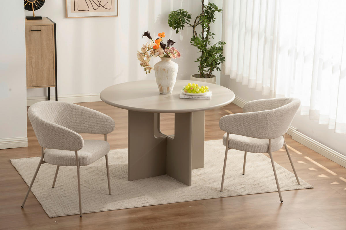 ESSTISCH 120/120/76 cm Nachbildung  Holzwerkstoff rund Greige  - Greige, Design, Holzwerkstoff (120/120/76cm) - Carryhome