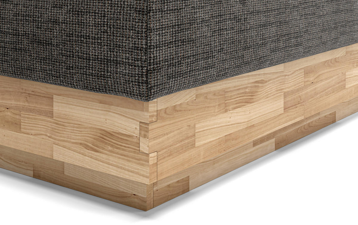 BOXSPRINGBETT 160/200 cm,  in Braun, Eichefarben, Matratze, gepolstertes Kopfteil, Bettkasten, Topper, H2 + H2 = mittel  - Eichefarben/Schwarz, MODERN, Holz/Kunststoff (160/200cm) - Livetastic