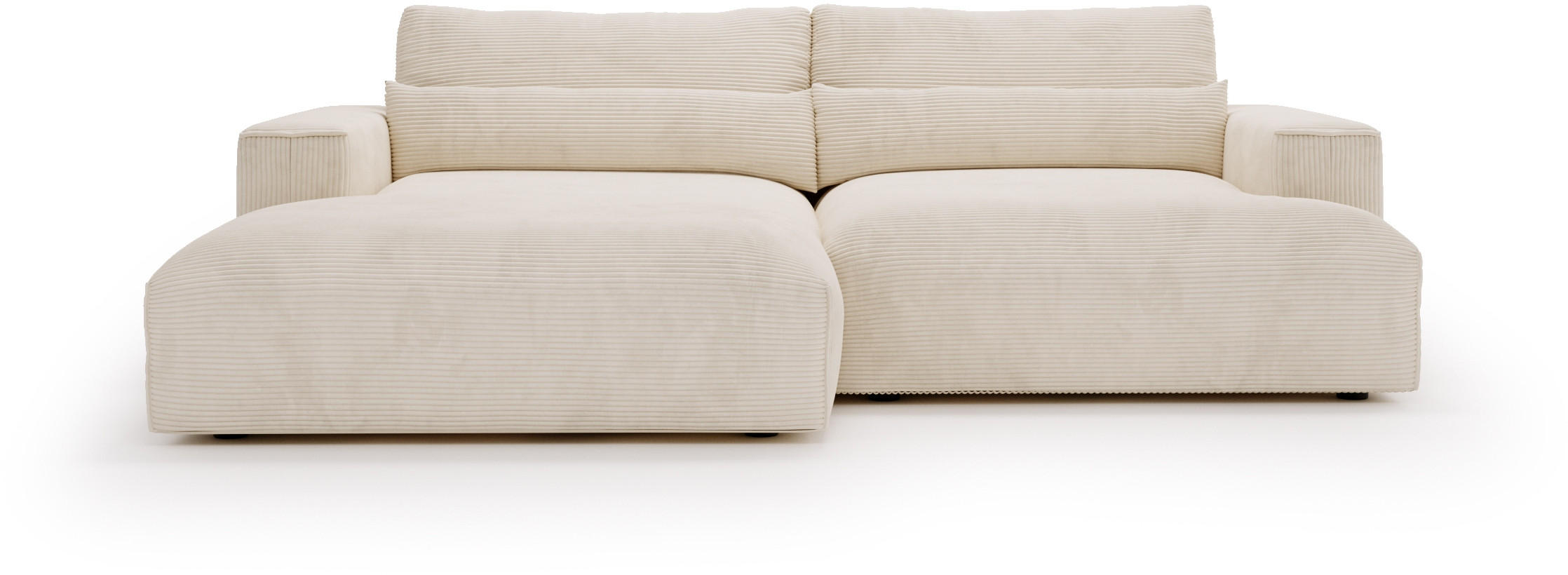 ECKSOFA in Cord Creme  - Creme/Schwarz, Design, Kunststoff/Textil (187/267cm) - Stylife
