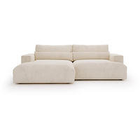 ECKSOFA in Cord Creme  - Creme/Schwarz, Design, Kunststoff/Textil (187/267cm) - Stylife