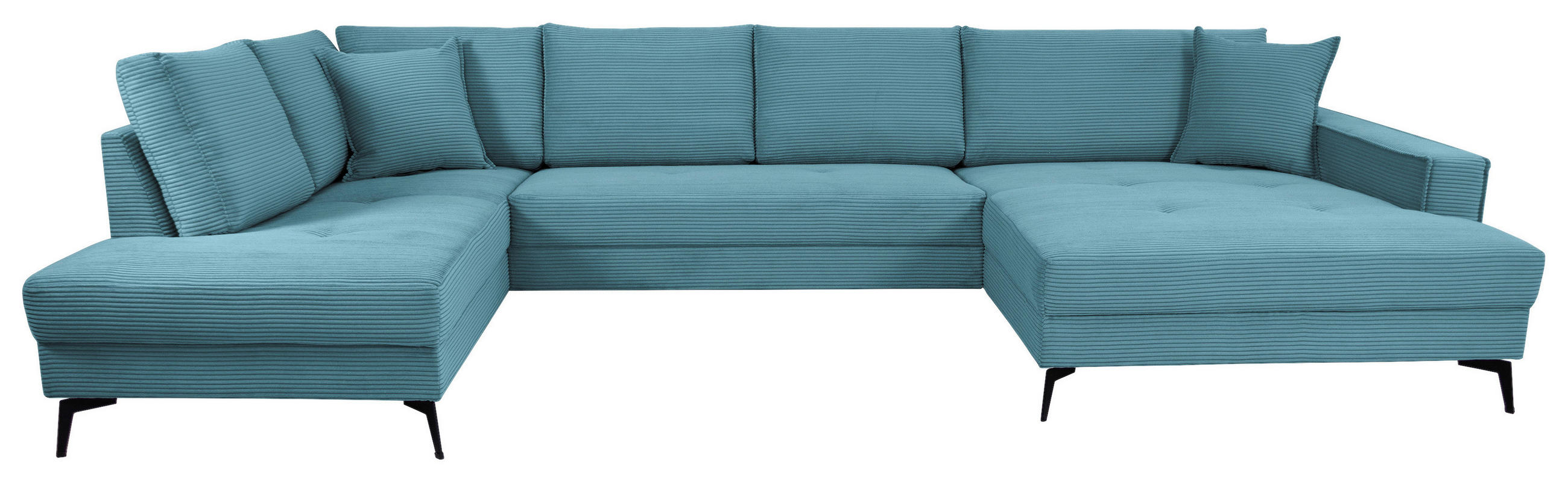 WOHNLANDSCHAFT ZERO Blau Cord  - Blau/Schwarz, Trend, Textil/Metall (195/362/173cm) - Livetastic