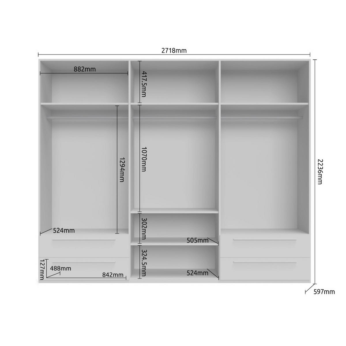 ORMAR SA KLASIČNIM VRATIMA bela, bela visoki sjaj  272/224/56 cm  - bela visoki sjaj/bela, Dizajnerski, pločasti materijal/plastika (272/224/56cm)