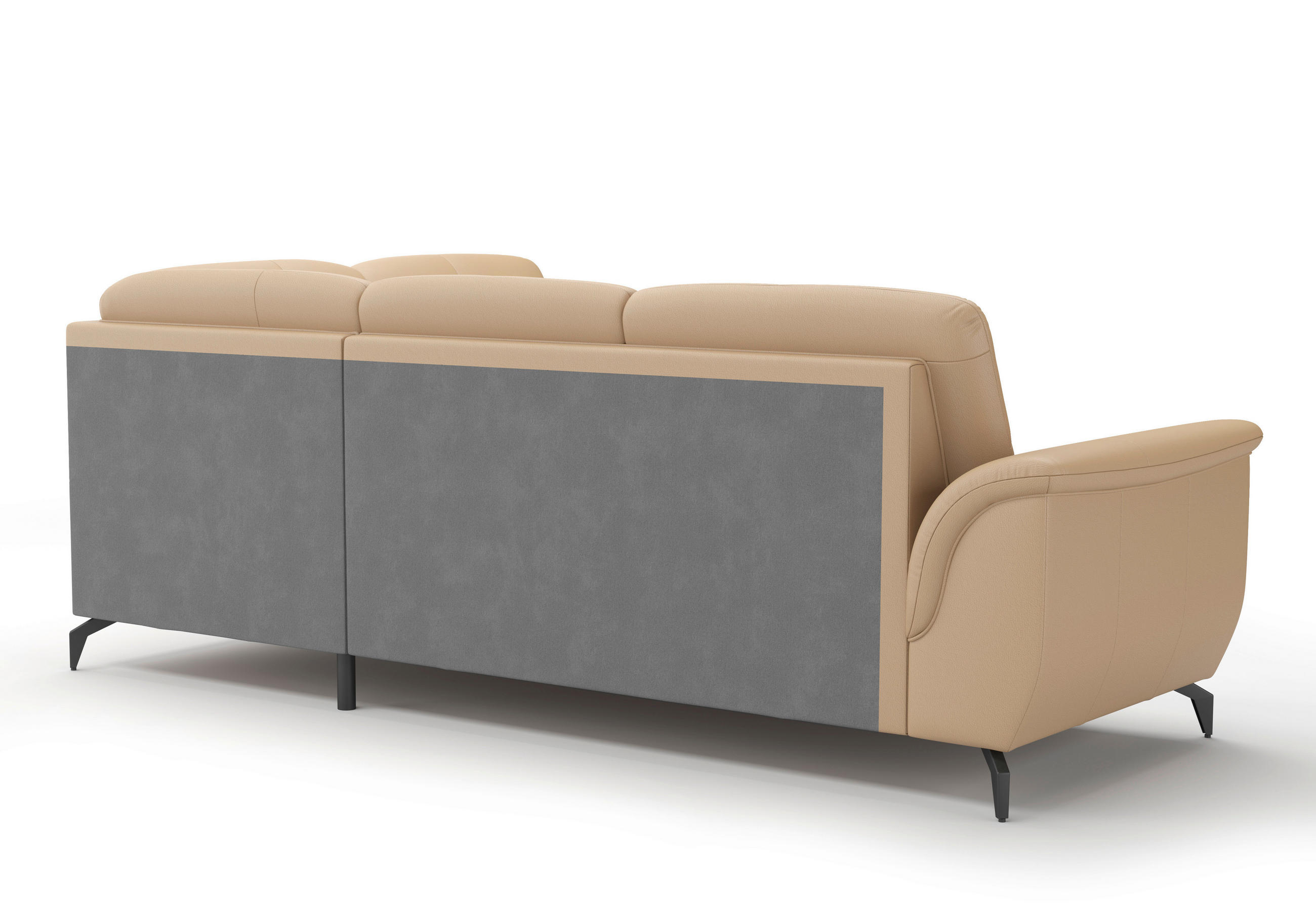 ECKSOFA ZORA E Cappuccino Kombination Echtleder/Stoff Vliesstoff  - Schwarz/Cappuccino, MODERN, Leder/Textil (244/212cm) - Sit & More