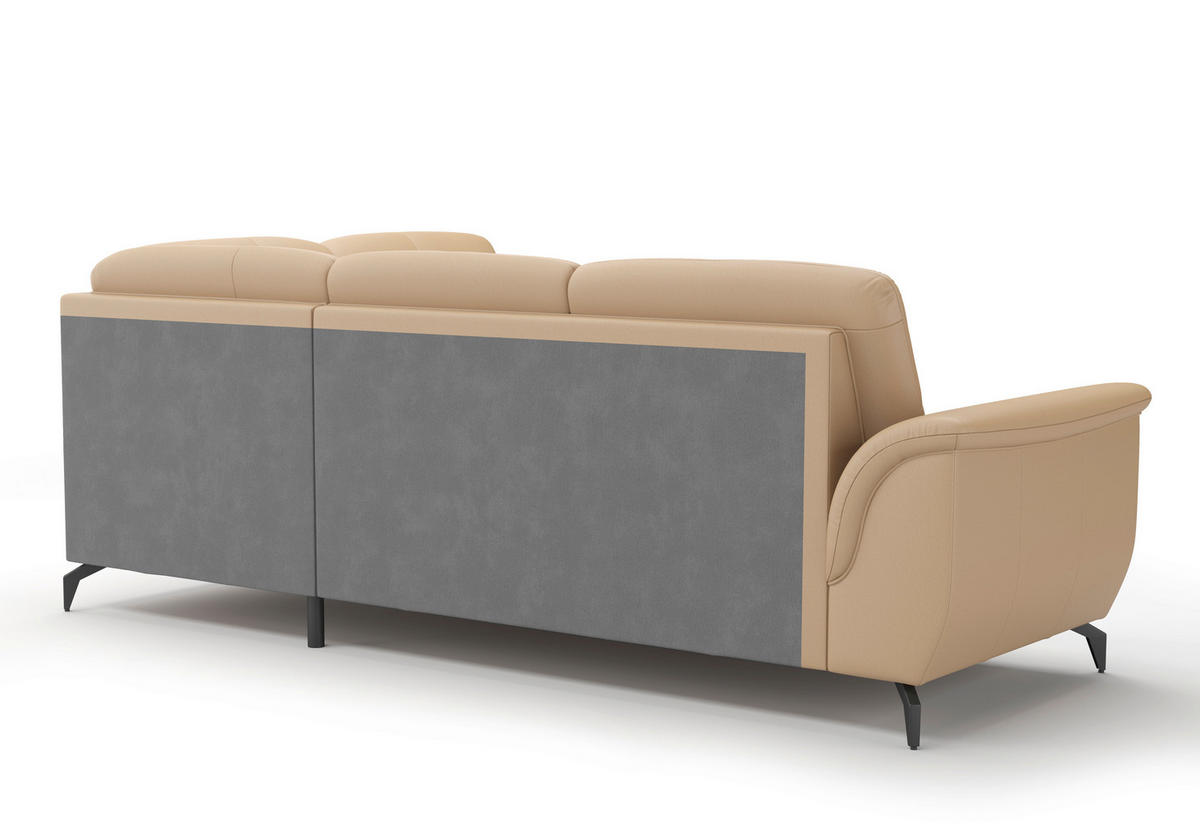 ECKSOFA in Vliesstoff Kombination Echtleder/Stoff Cappuccino  244/212 cm  - Schwarz/Cappuccino, MODERN, Leder/Textil (244/212cm) - Sit & More