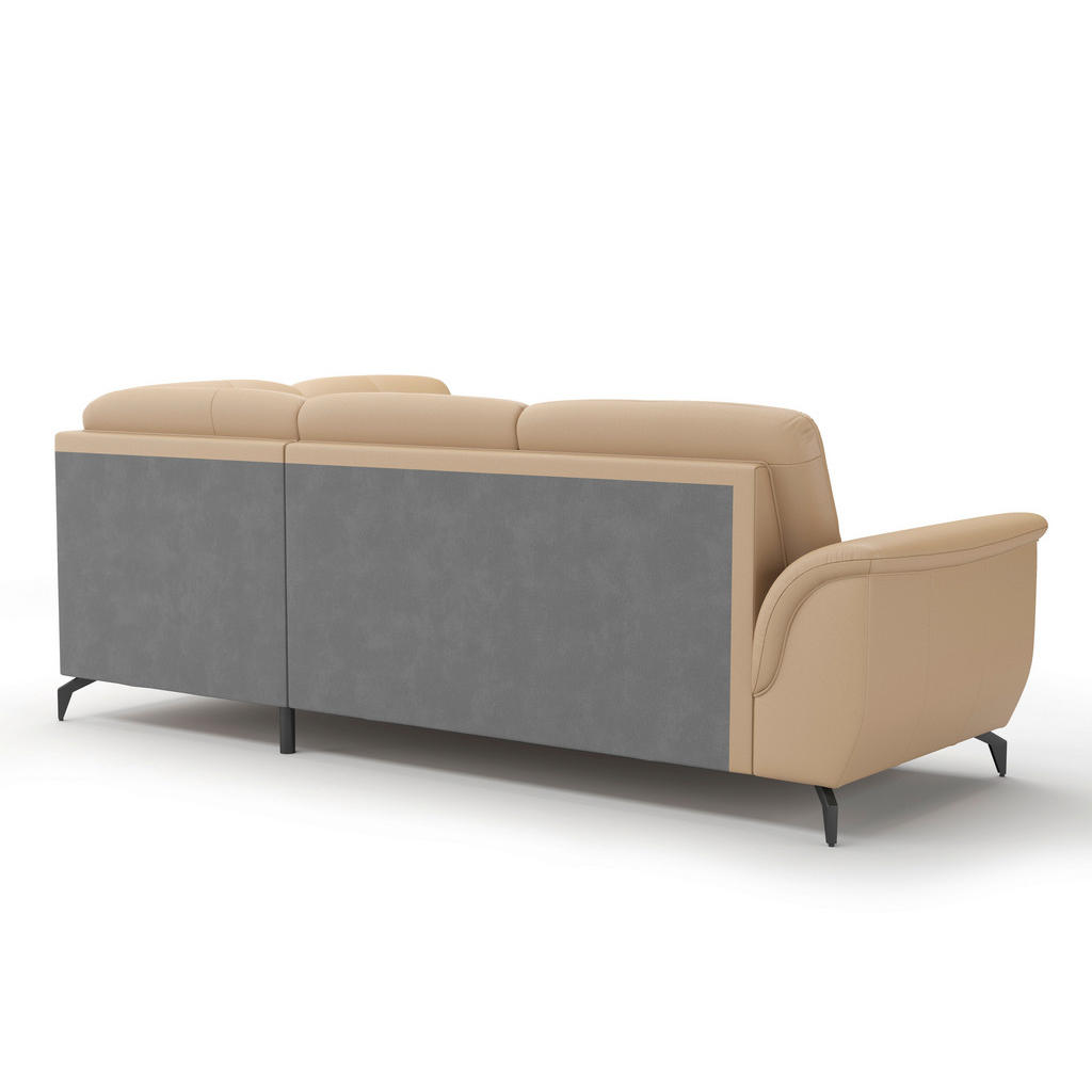 Thumbnail - Sit & More Ecksofa Zora E, Cappuccino, Textil, Leder, Kombination Echtleder/Stoff, Nappaleder, 5,5-Sitzer, Ottomane rech...