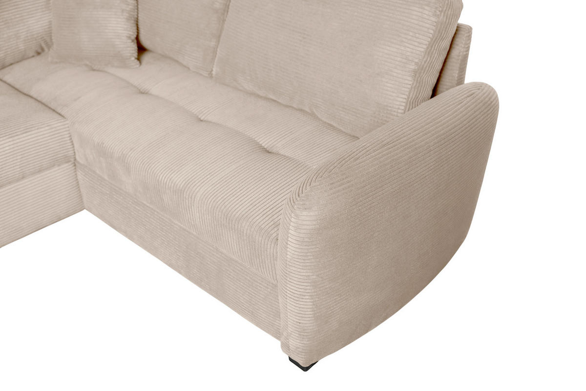 WOHNLANDSCHAFT SORINA Hellbraun Cord  - Hellbraun/Schwarz, Design, Kunststoff/Textil (157/305/202cm) - MID.YOU