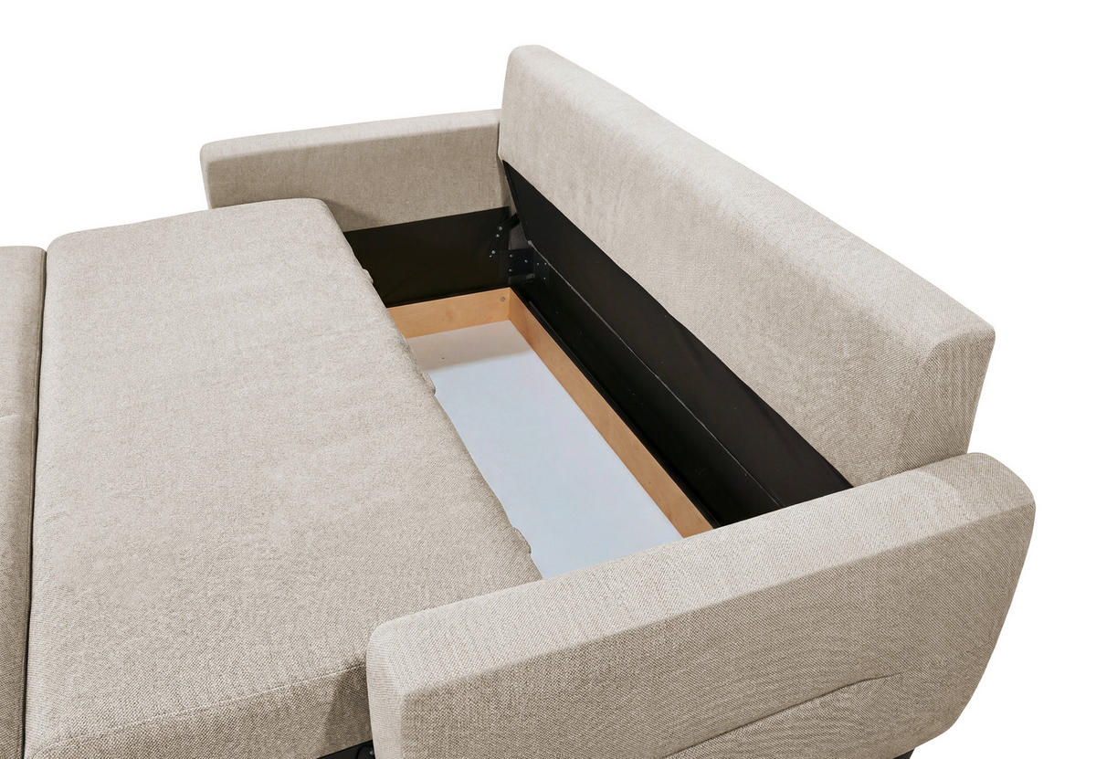 SCHLAFSOFA Webstoff Creme  - Creme/Schwarz, Modern, Holz/Textil (192/83/99cm) - MID.YOU