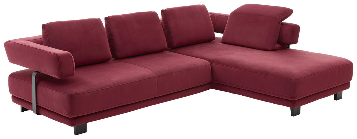 ECKSOFA Beere Chenille  - Beere/Schwarz, Natur, Textil/Metall (297/214cm) - Valdera
