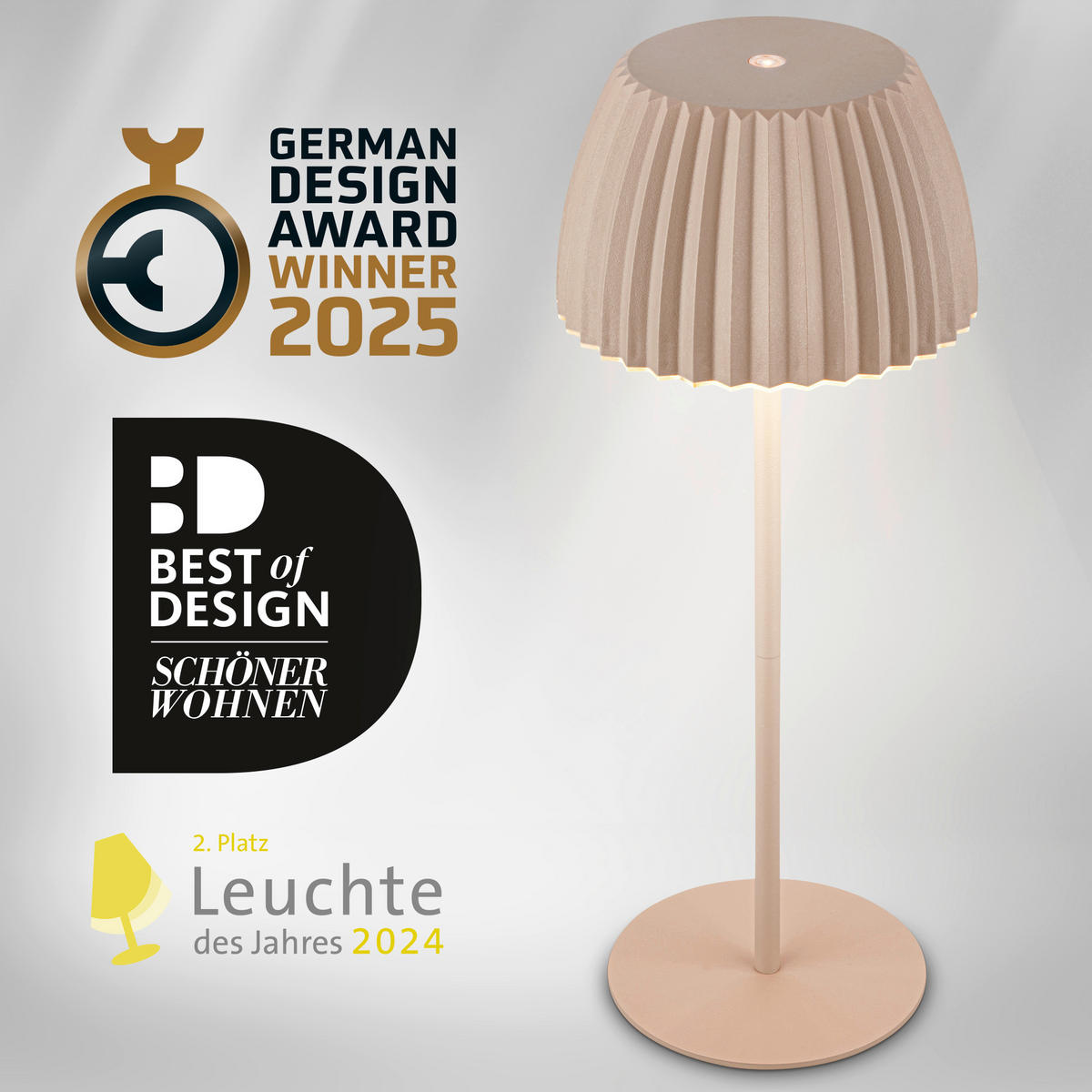 AKKU-TISCHLEUCHTE 14,5/36,5 cm  - Beige, Basics, Kunststoff/Metall (14,5/36,5cm)