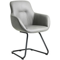 ARMLEHNSTUHL  in Edelstahl Lederlook (vegan)  - Hellgrau/Schwarz, Basics, Textil/Metall (62/89/61cm) - Celina Home