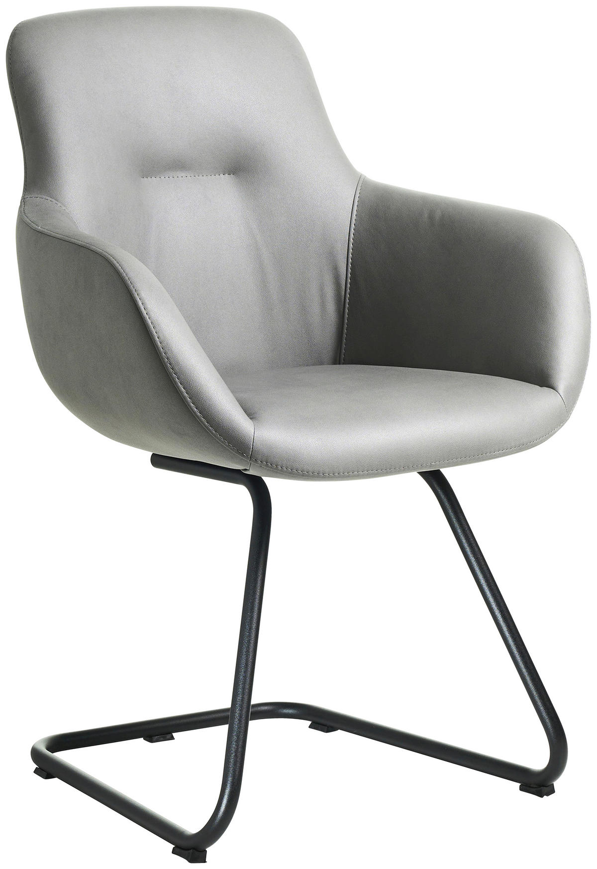 ARMLEHNSTUHL  in Edelstahl Lederlook (vegan)  - Hellgrau/Schwarz, Basics, Textil/Metall (62/89/61cm) - Celina Home