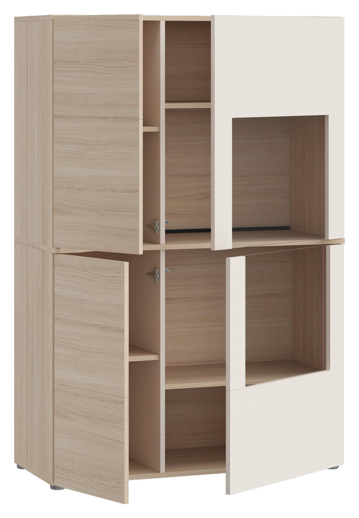 VITRINE Eichefarben, Sandfarben  94,9/138/41 cm  - Sandfarben/Eichefarben, Natur, Glas/Holzwerkstoff (94,9/138/41cm) - Ti'me