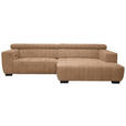 ECKSOFA in Webstoff Orange  - Schwarz/Orange, KONVENTIONELL, Textil/Metall (279/182cm) - Hom`in