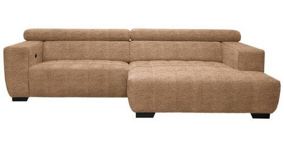 ECKSOFA in Webstoff Orange  - Schwarz/Orange, KONVENTIONELL, Textil/Metall (279/182cm) - Hom`in